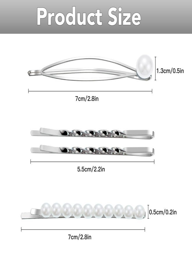 SUMAJU 16 Pieces Geometric Metal Hair Pins, Silver Hair Pins Pearls Hair Clips Hair Barrettes Metal Bobby Pins for Woman Girls - Image 2